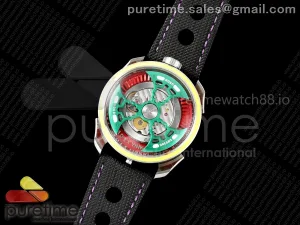 MB&F M.A.D.1.SS K11F Yellow Bezel Green Rotor on Black Leather Strap Miyota 821A
