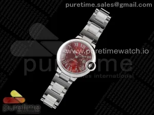 Ballon Bleu 33mm SS AF Red Dial on SS Bracelet SEIKO NH05A