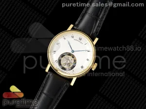 Classique Tourbillon YG RMS White Roman Dial on Black Leather Strap Style 1