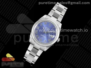 Datejust 41 SS 904L Stahl sauberes blaues römisches Zifferblatt auf Oyster Armband VR3235