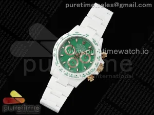Daytona AET White Solid Ceramic Case and Bracelet Green Dial N6F DD4801
