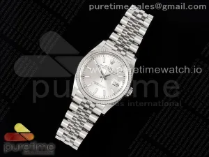 DateJust 36 126234 Clean 904L Steel Silver Stick Dial on Jubilee Bracelet VR3235