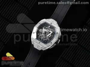 Spirit of Big Bang Sang Bleu SS BLSF Edition Skeleton Dial on Black Rubber Strap A7750