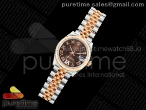 DateJust 31 Ladies Fluted Bezel SS/RG THB Brown Roman Dial on Jubilee Bracelet A2236