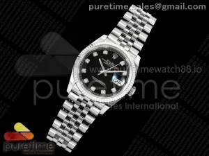 DateJust 36 126234 EWEF Black Diamonds Dial on SS Jubilee Bracelet A3235