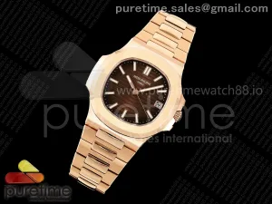 Nautilus 5711 RG DDF Brown Textured Dial on RG Bracelet DD330 (Weighted)