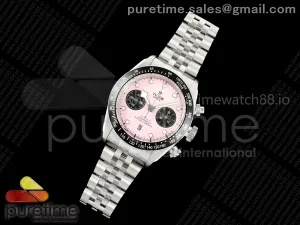 Black Bay Chrono SS BLSF Pink Dial on Jubilee Strap A7750