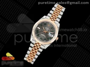 DateJust 41 126331 SS/RG RCF Gray Dial Green Roman on Jubilee Bracelet JH3235