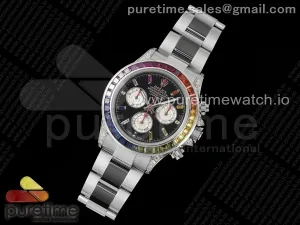Daytona SS Rainbow EF Black/Silver Rainbow Dial on SS Bracelet A7750