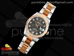 DateJust 36 126231 EWEF Gray Textured Dial on SS/RG Oyster Bracelet A3235