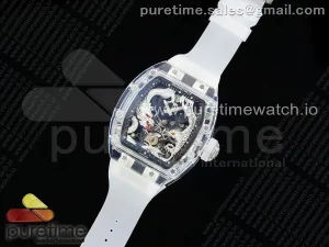 RM57 Transparent Tourbillon RMF Silver Dragon Eagle Dial on Transparent Rubber Strap