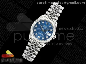 DateJust 36 126234 EWEF Blue Textured Diamonds Dial on SS Jubilee Bracelet A3235