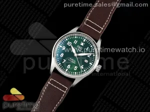 Pilot Mark XX IW328205 ZF Esfera verde en correa de cuero marrón A32111
