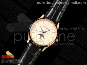 Master Ultra Thin Moon RG RZF Cream Dial on Black Leather Strap SA925