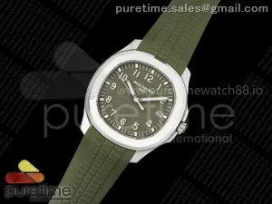 Aquanaut 5168G 42mm SS APWF Green Dial on Green Rubber Strap A324 (Weighted)