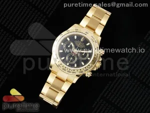 Daytona 116508 YG OMF Schwarzes Lume Zifferblatt auf YG-Armband A7750 (Slim-Bewegung)
