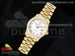 Day Date 36 YG TWSF White Roman Dial on YG Bracelet A2836