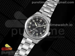 Navitimer 8 Automatik 41mm SS TF Schwarzes Zifferblatt auf SS-Armband A2824