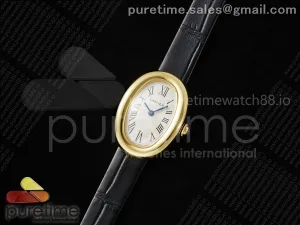 Baignoire Watch YG AF Cadran blanc sur la ceinture noire de croco RONDA Quartz