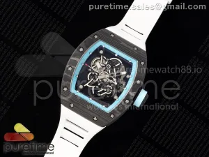 RM055 NTPT RMF Blue Bezel Blue Crown on White Rubber Strap RMUL2