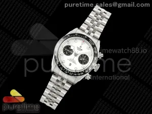 Black Bay Chrono SS BLSF Weiß/Schwarz Zifferblatt auf Jubiläumsband A7750
