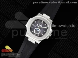Nautilus 5726 Complicated SS PPF Gray Textured Dial on Black Rubber Strap A324