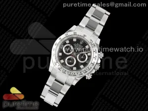 Daytona 116509 KING Black Diamonds Dial on SS Bracelet SH4130