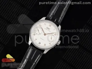Portugieser Automatic 42mm SS APSF White Dial RG Marker on Black Leather Strap A52010