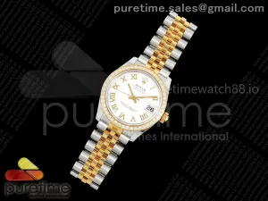 DateJust 31 Ladies Diamonds Bezel SS/YG THB White Roman Dial on Jubilee Bracelet A2236