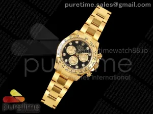 Daytona 126508 QF Black/YG Diamonds Dial on YG Bracelet JH4131 (Free Sprung) V18