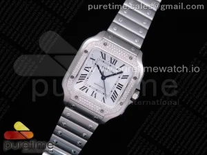 Santos de Cartier 35mm SS Diamants Lunette BVF
