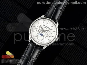Perpetual Calendar 5140 SS 3KF White Dial on Black Leather Strap A240