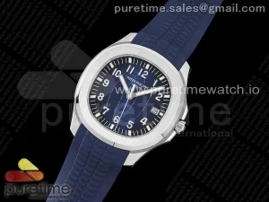 Aquanaut 5168G 42mm SS 3KF Blue Dial on Blue Rubber Strap A324 V2