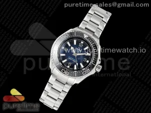 Seamaster 6000M Ultra Deep SS TF Blau Zifferblatt schwarze Keramik Lünette auf SS Armband A2824