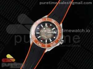 Seamaster 6000M Ultra Deep SS TF Grau Zifferblatt orange Keramik Lünette auf schwarzem Gummiband A2824