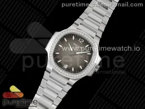 Nautilus 7118 Ladies SS PPF Quadrante marrone diamanti lunetta sul braccialetto SS