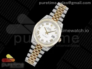 DateJust 36 SS/YG 126333 JDF Oro avvolto 904L Quadrante bianco Quadrante Roman Marcatori sul braccialetto del giubileo V2