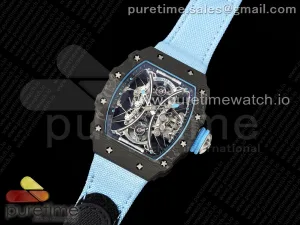 RM53-02 Tourbillon Quadrante scheletro in carbonio RMF su cinturino in nylon blu