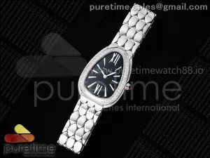 Serpenti Seduttori SS BVF Black Dial Diamonds Bezel on SS Bracelet ETA Quartz