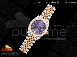 DateJust 31 Ladies Fluted Bezel SS/RG THB Purple Roman Dial on Jubilee Bracelet A2236