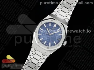 Royal Oak 41mm 15500 SS ZF Blaues Text-Zifferblatt auf SS-Armband A4302 V3