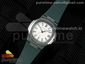 AET Nautilus 5711 Green Ceramic AMGF White Dial on Green Rubber Strap MIYOTA 9015