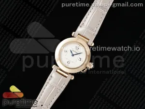 Pasha 30mm RG AF White Textured Dial on Gray Leather Strap Jaq Quartz