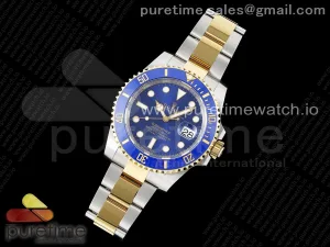 Submariner 116613 LB Azul de cerámica limpia 904L SS Caja y pulsera VR3135