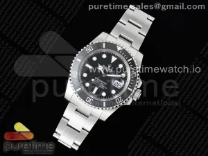 Submariner 116610 LN Negro de cerámica NTF 904L en la pulsera SS VR3135