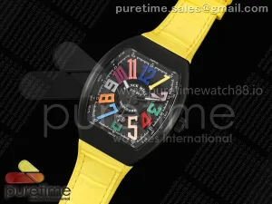 Vanguard V45 PVD ABF Black Dial Colors Markers on Yellow Gummy Strap A2824