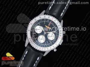 Navitimer 01 SS OXF Quadrante nero/bianco su cinturino in pelle nera A7750