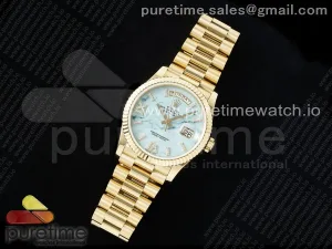 Day Date 36 YG TWSF Blue Roman Diamonds Dial on YG Bracelet A2836