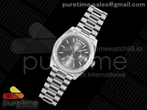 Day Date 40 SS TMF Gray Stick Dial on President Bracelet VR3255