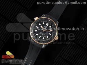 Seamaster 300m 43.5mm Negro de cerámica VSF Negro Esfera bisel RG en negro correa de goma A8806